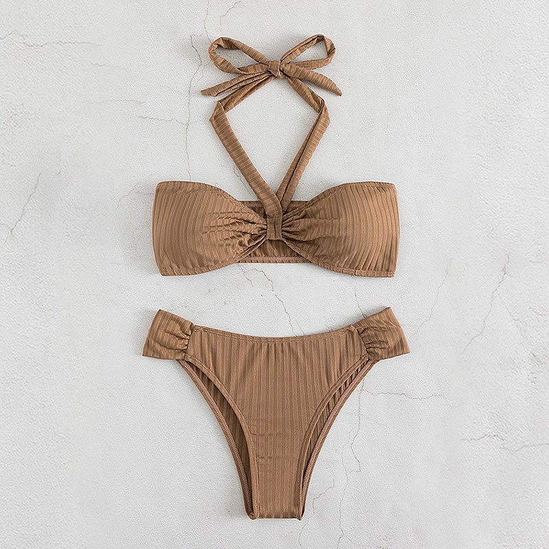 Elegant Bandeau Baddräkt med Unikt Knyt Detalj