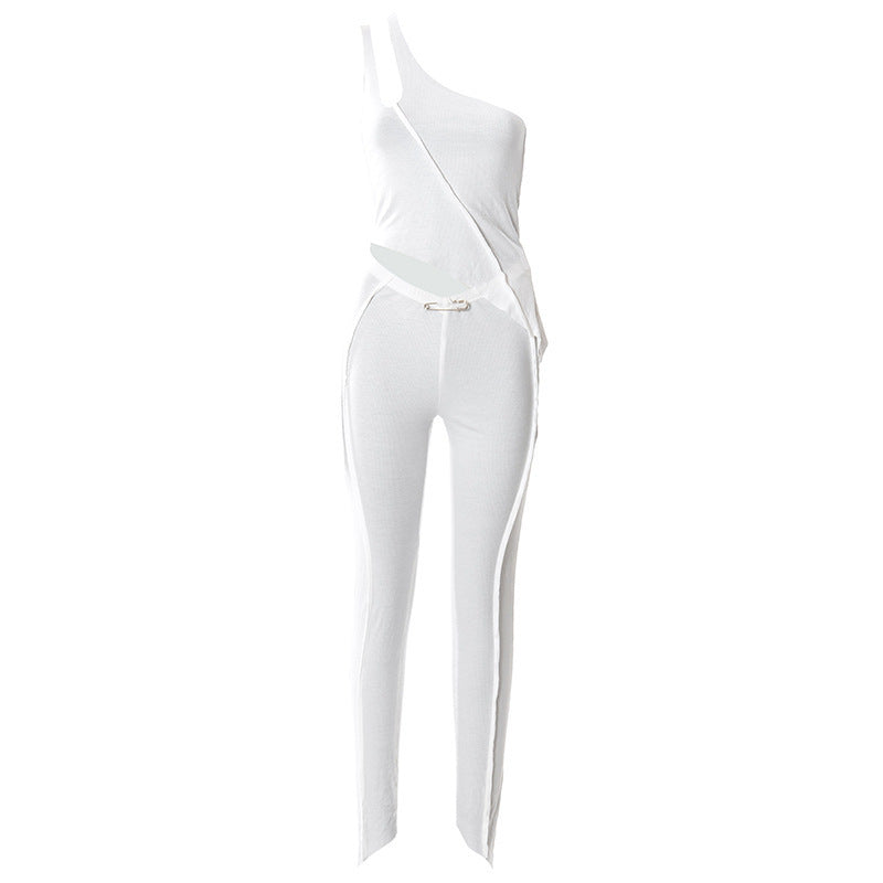 Asymmetrisk Jumpsuit för Kvinnor med Trendigt Cut-Out och Snygg Midja