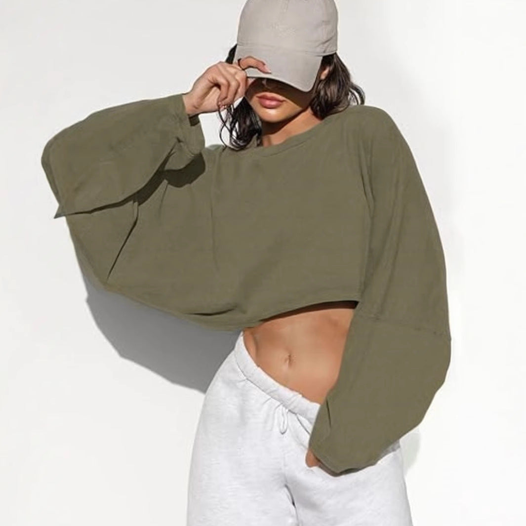 Moderne cropped Sweatshirt med voluminøse ærmer
