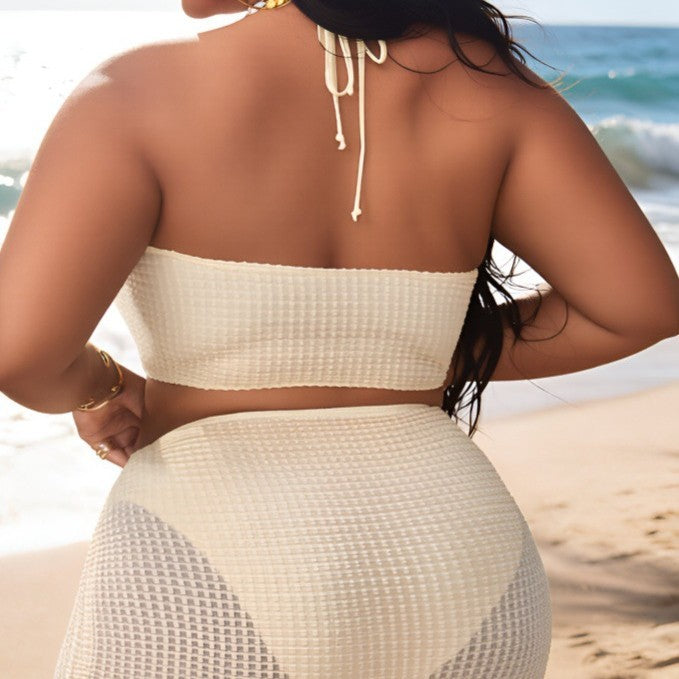 Snygg Bandeau-Bikini med Asymmetrisk Kjol