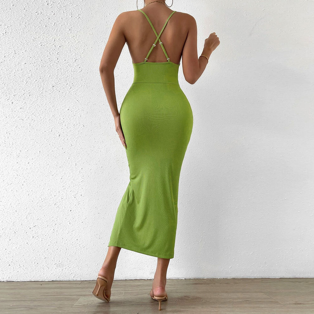Elegante Maxi-Kjole med V-Ausschnitt og Udsnit fra StjerneMode