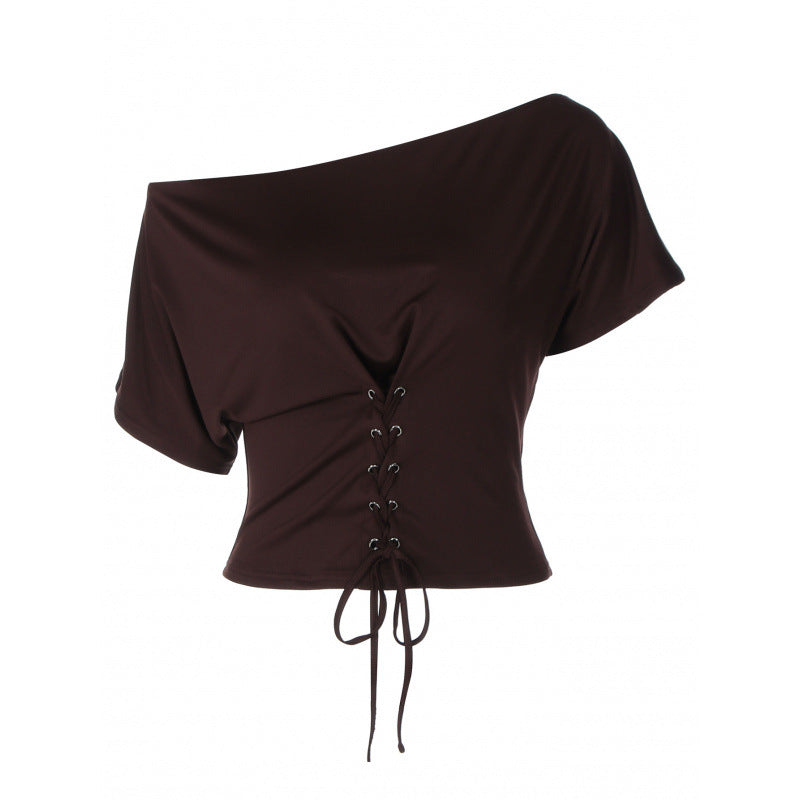 Asymmetrisk Top med Elegant Snörning för Stilmedvetna