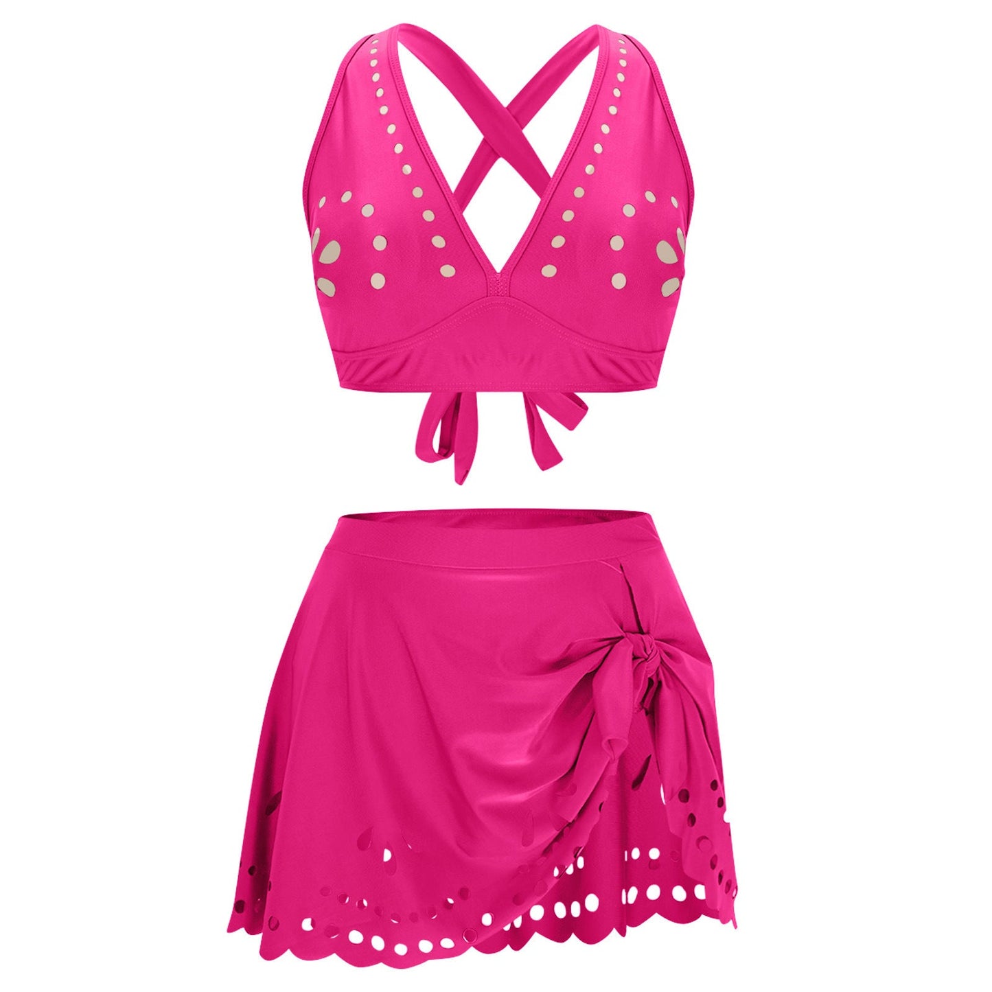Stilrent Bade-Set med Skirt och Korsade Remmar