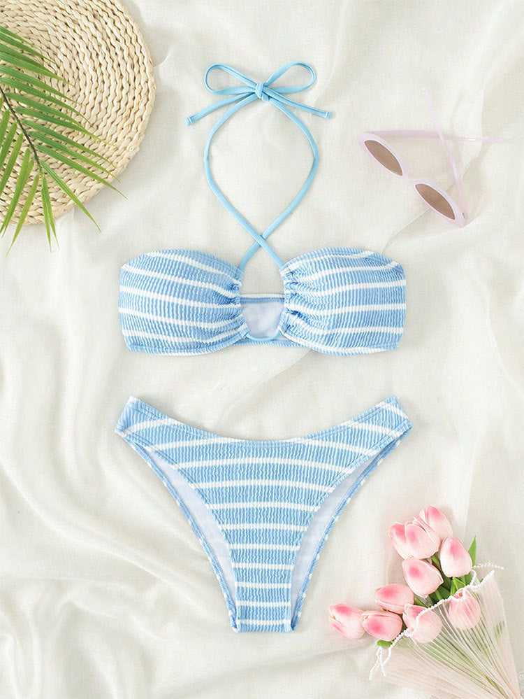 Snygg Bandeau-Bikini med Tidlös Randdesign