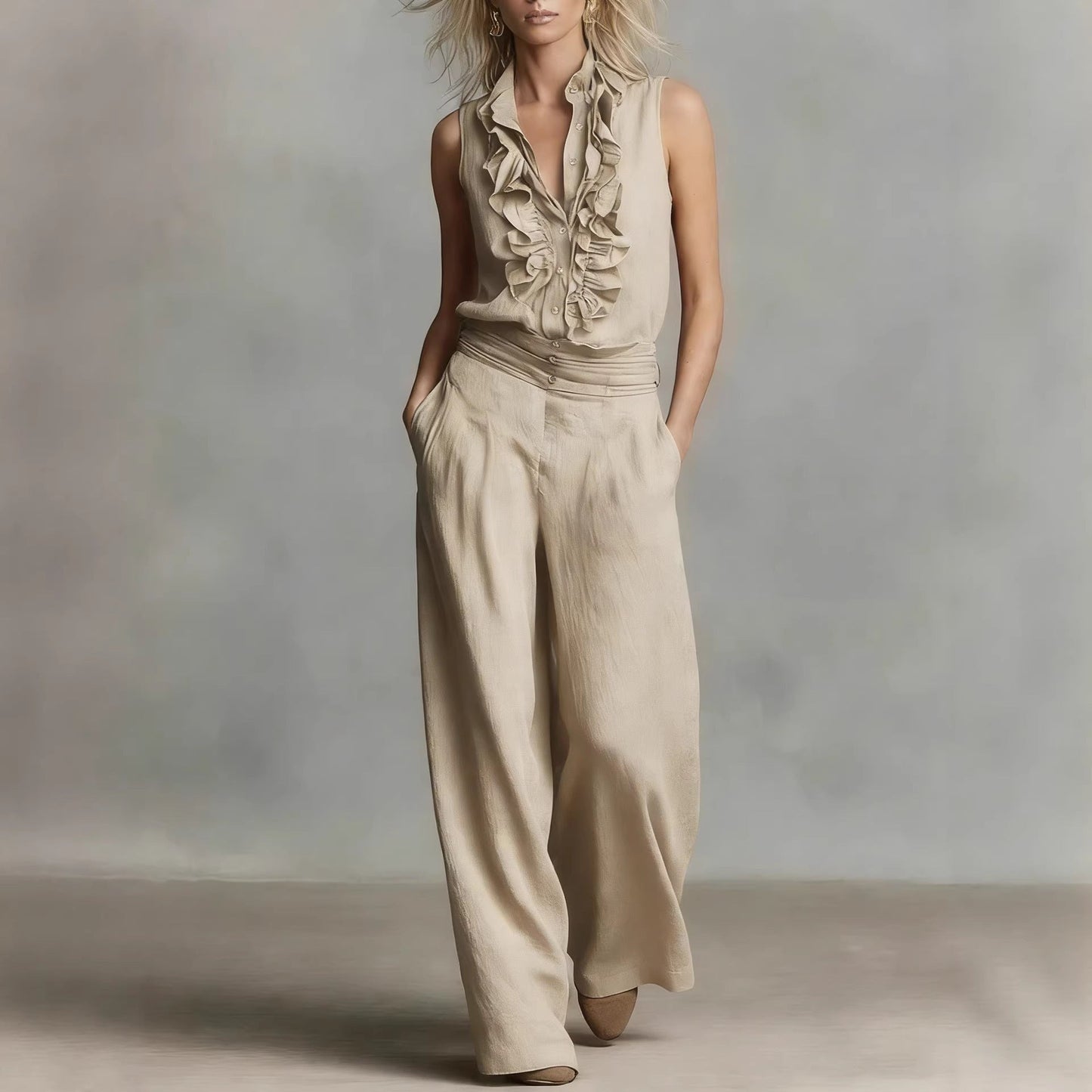Feminine Bluse med Flatterende Detaljer og Klassisk Krave
