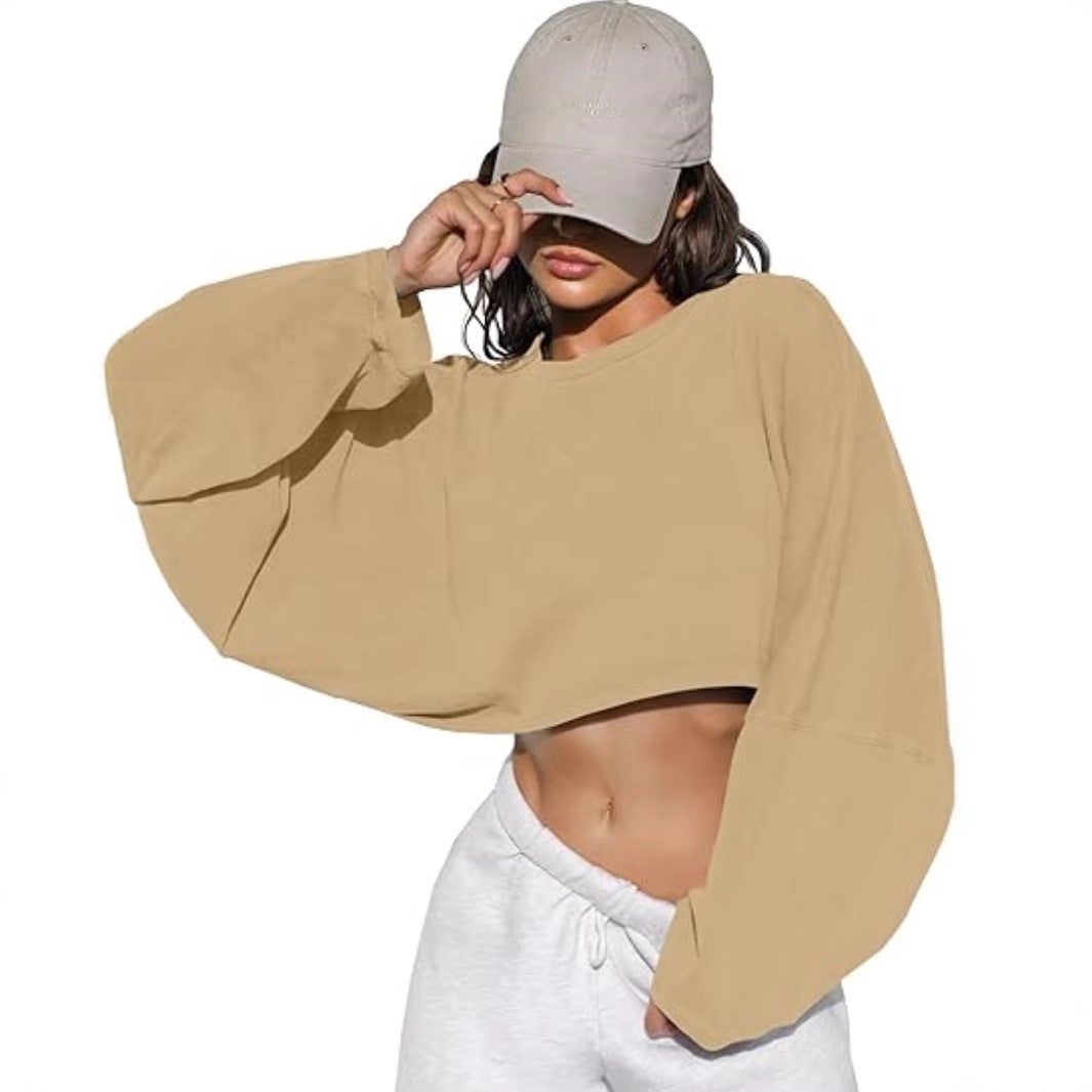 Moderne cropped Sweatshirt med voluminøse ærmer