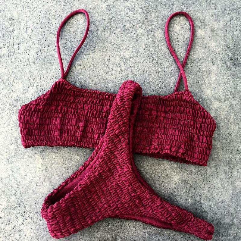 Bikini-set för kvinnor med rynkat mönster