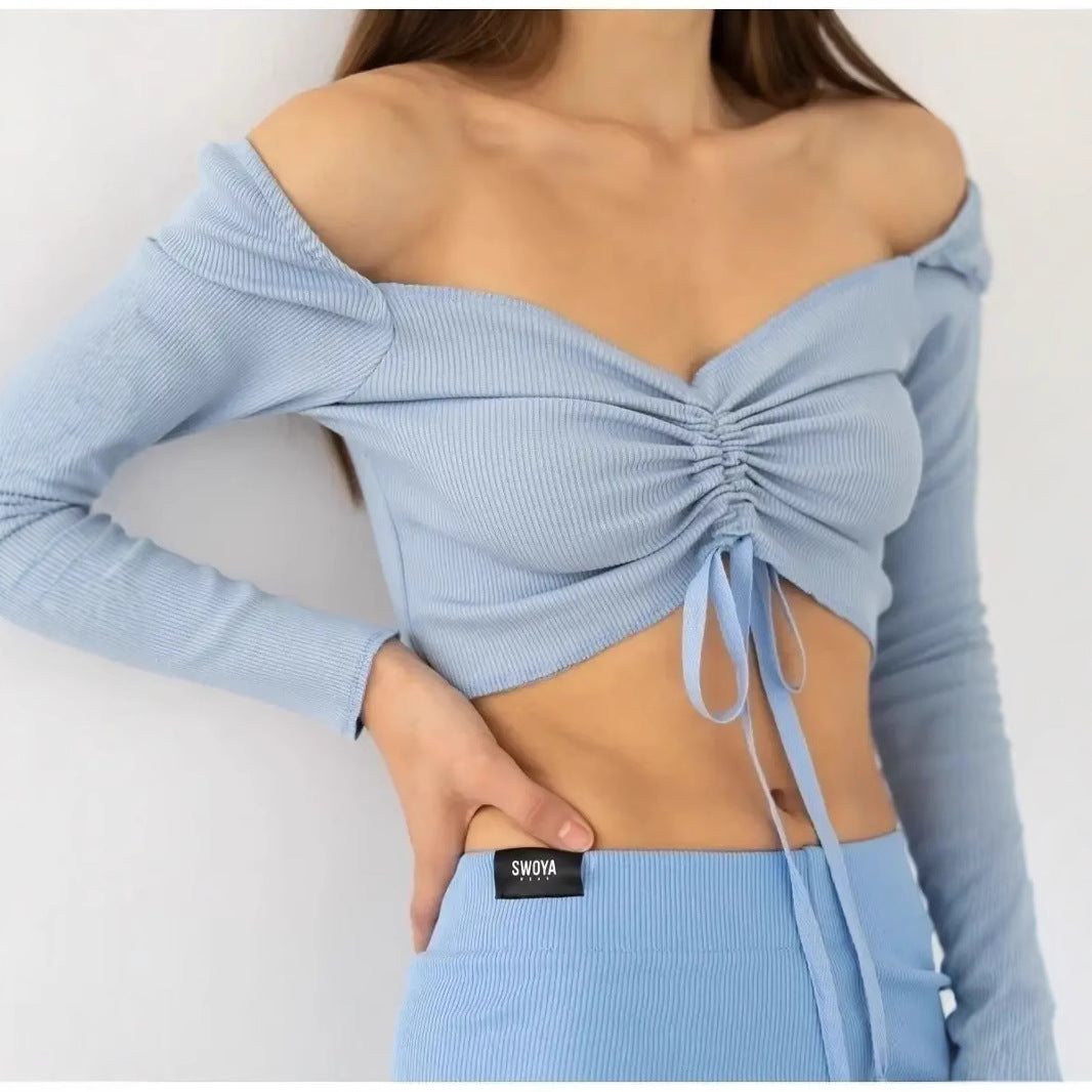 Feminint Crop-Top med Rynkad Detalj för Sommaren