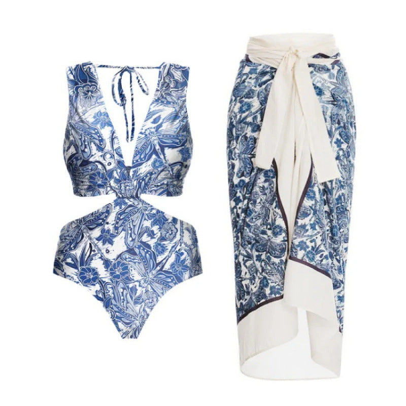 Snyggt Badset med Finstämd Sarong och Blommönster