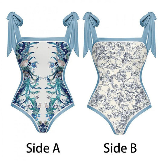 Elegant Baddräkt-Set med Stilrent Omslag och Feminin Detalj