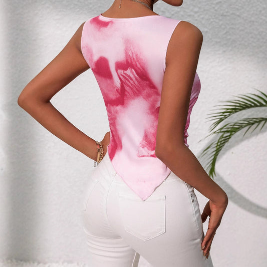 Snyggt ärmlöst top med elegant drapering