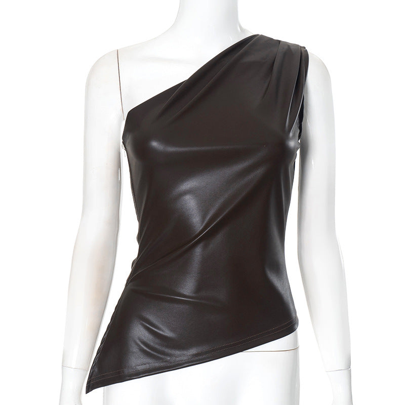 Asymmetrisk Top med Elegant Drapering för Kvinnor