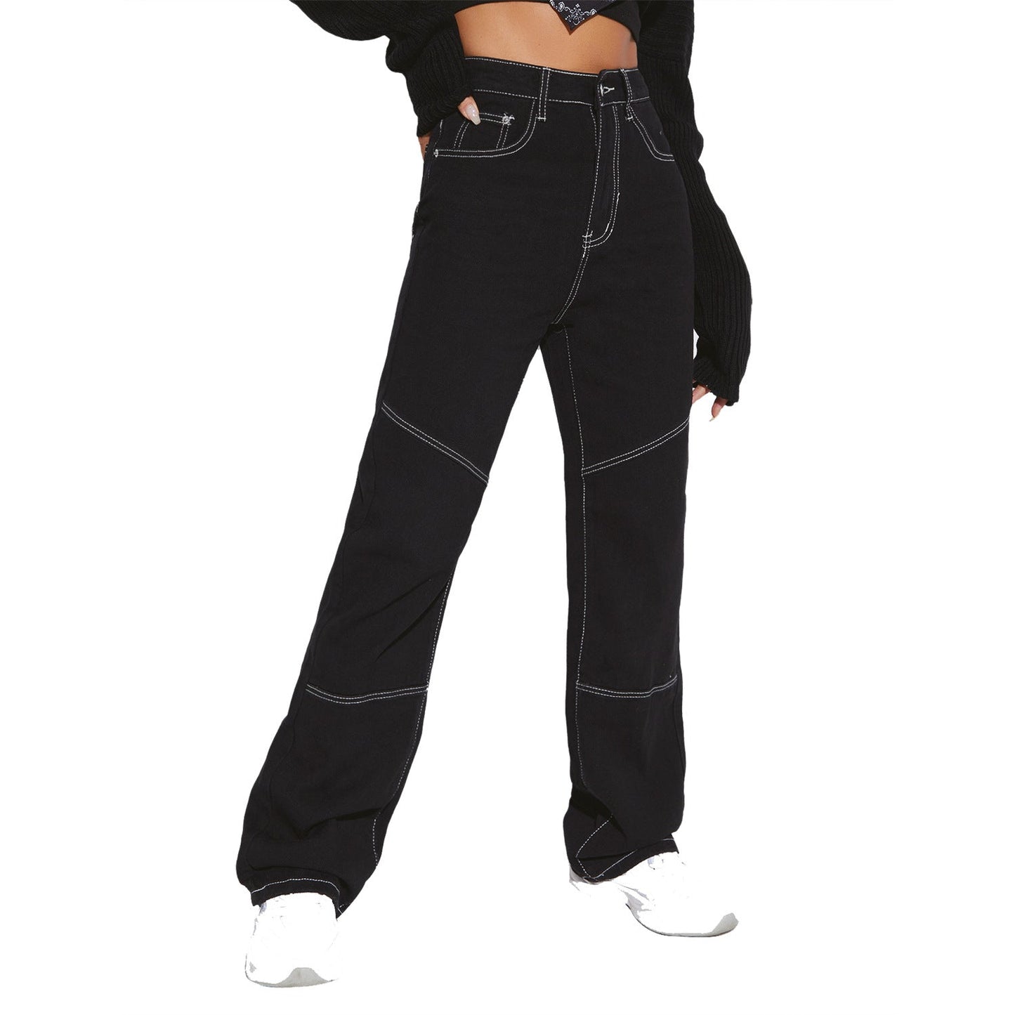Elegant Wide-Leg High-Waist Jeans til Den Moderne Kvinde