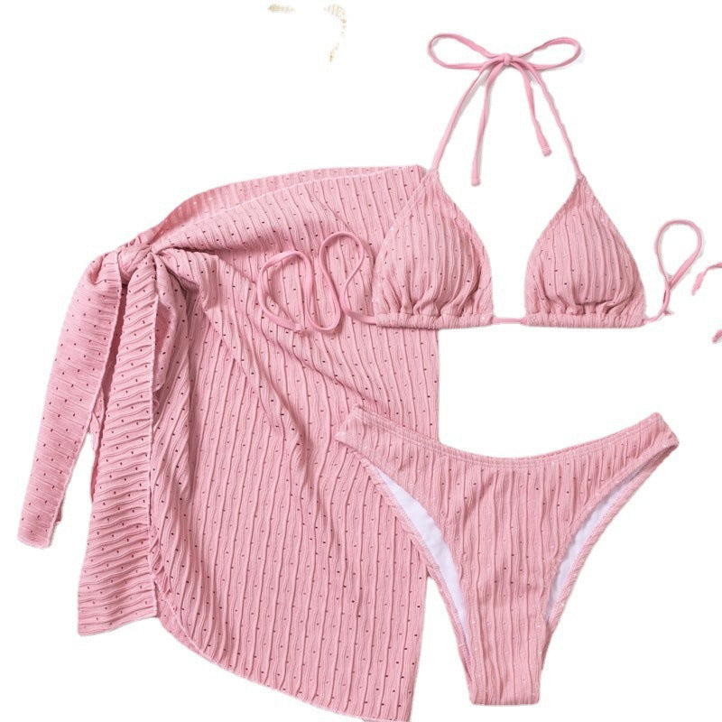 Feminine Bikini med strukturerad överdel och justerbar omslagskjol