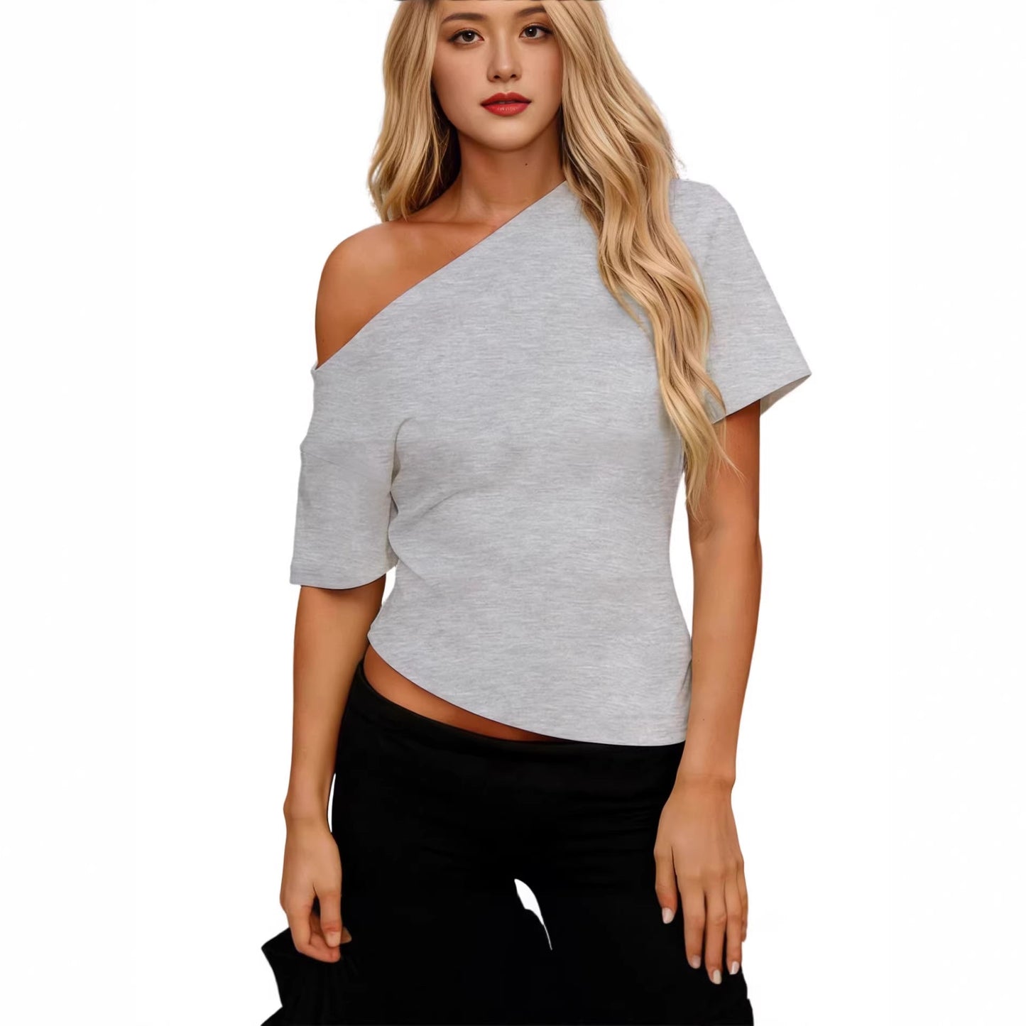 Asymmetrisk Top med Off-Shoulder Design för Trendiga Kvinna