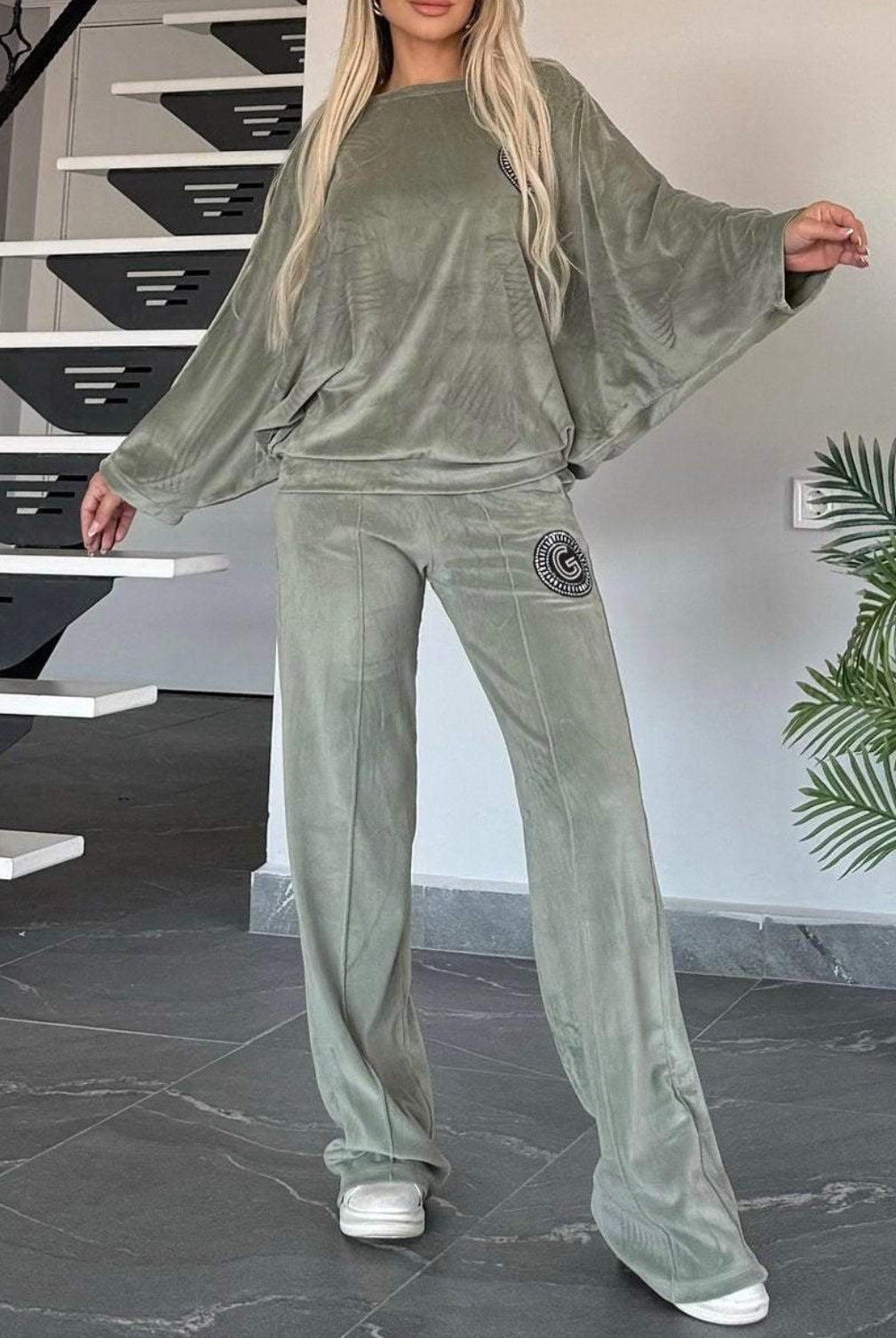 Elegant Loungewear-Sæt i Blødt Velour til Kvinder
