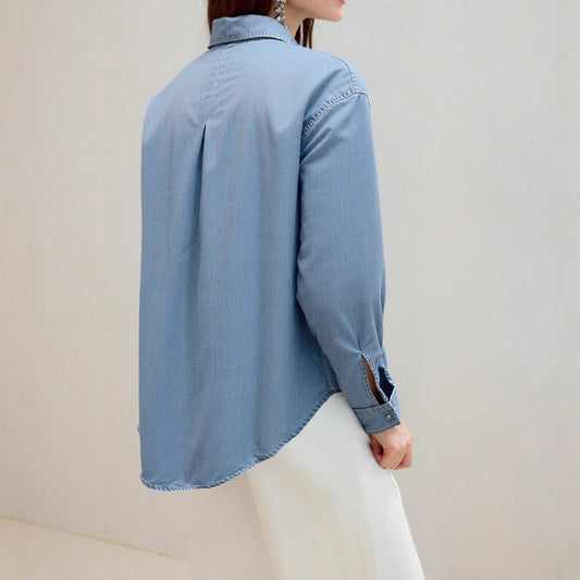 Moderne Denim Skjorte til Den Stilbevidste Kvinde