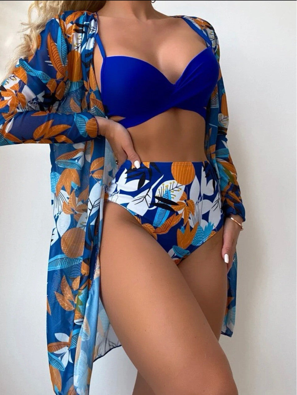 Blomstrande Bikini-Set med Chic Överjacka