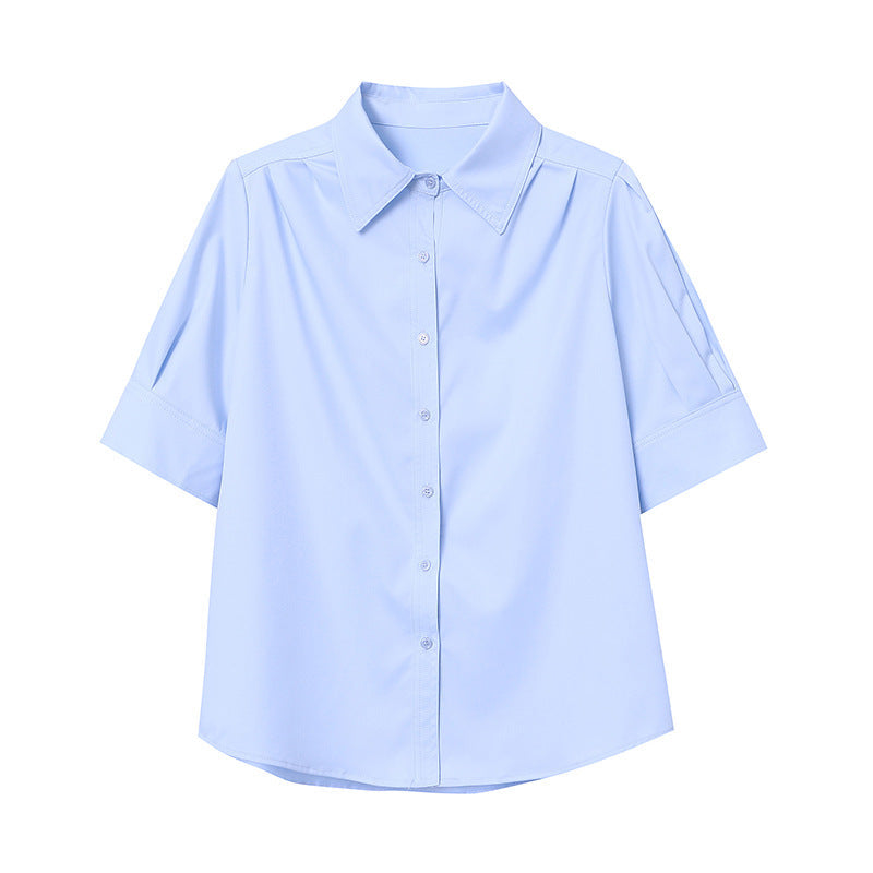 Denim Chic Bluse med Puffærmer