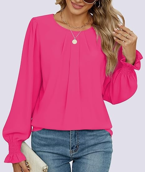 Denim Chic Bluse med Puffærmer