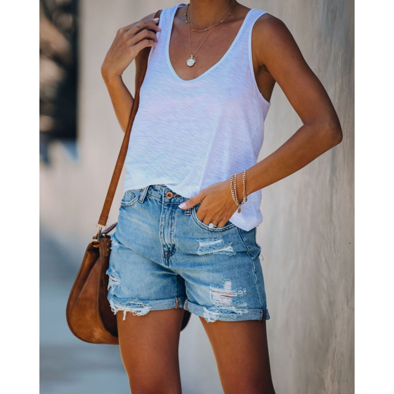 Moderne Ødelagte Denim Shorts til Kvinder