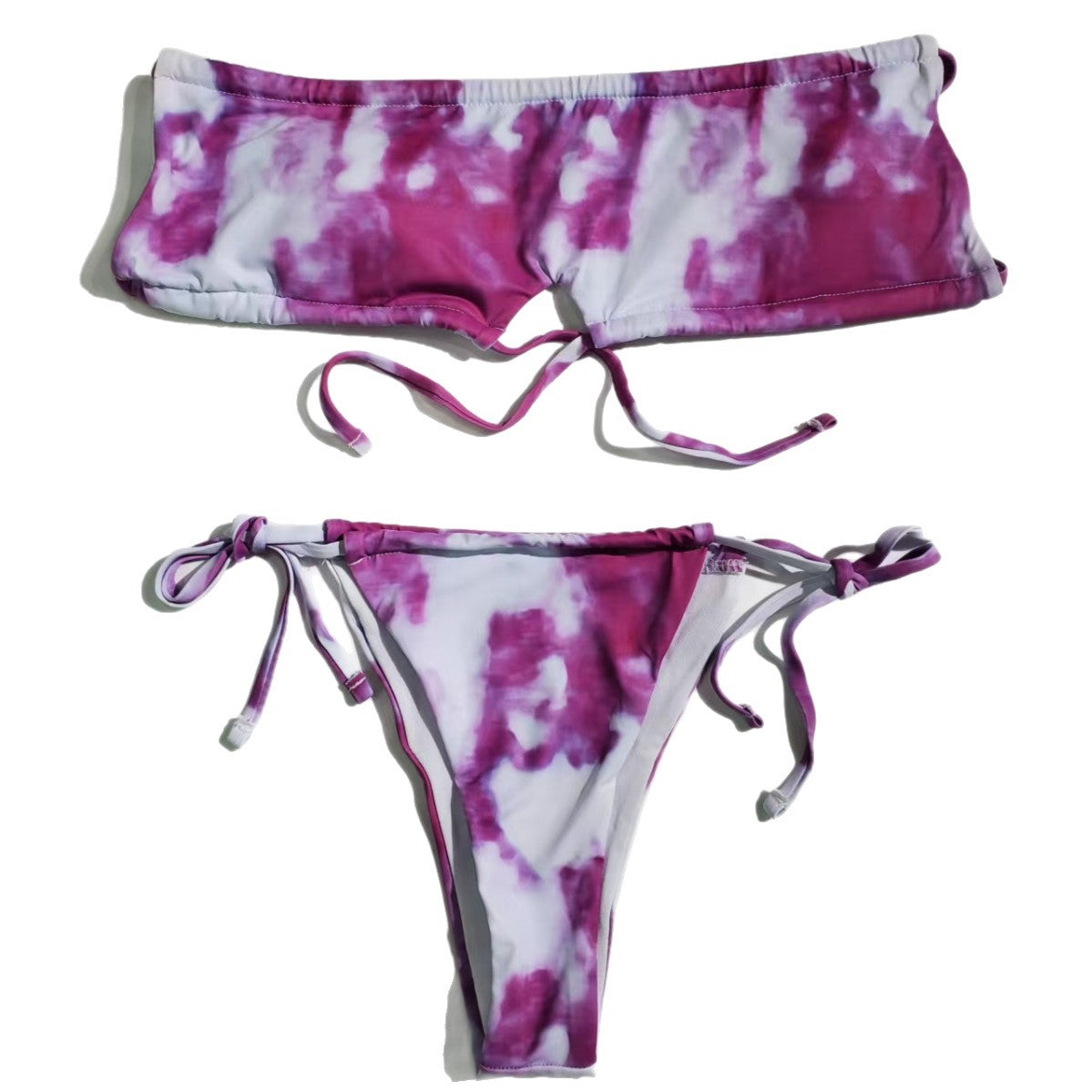 Feminint Bandeau-Bikini med Charmigt Knyt-Detalj
