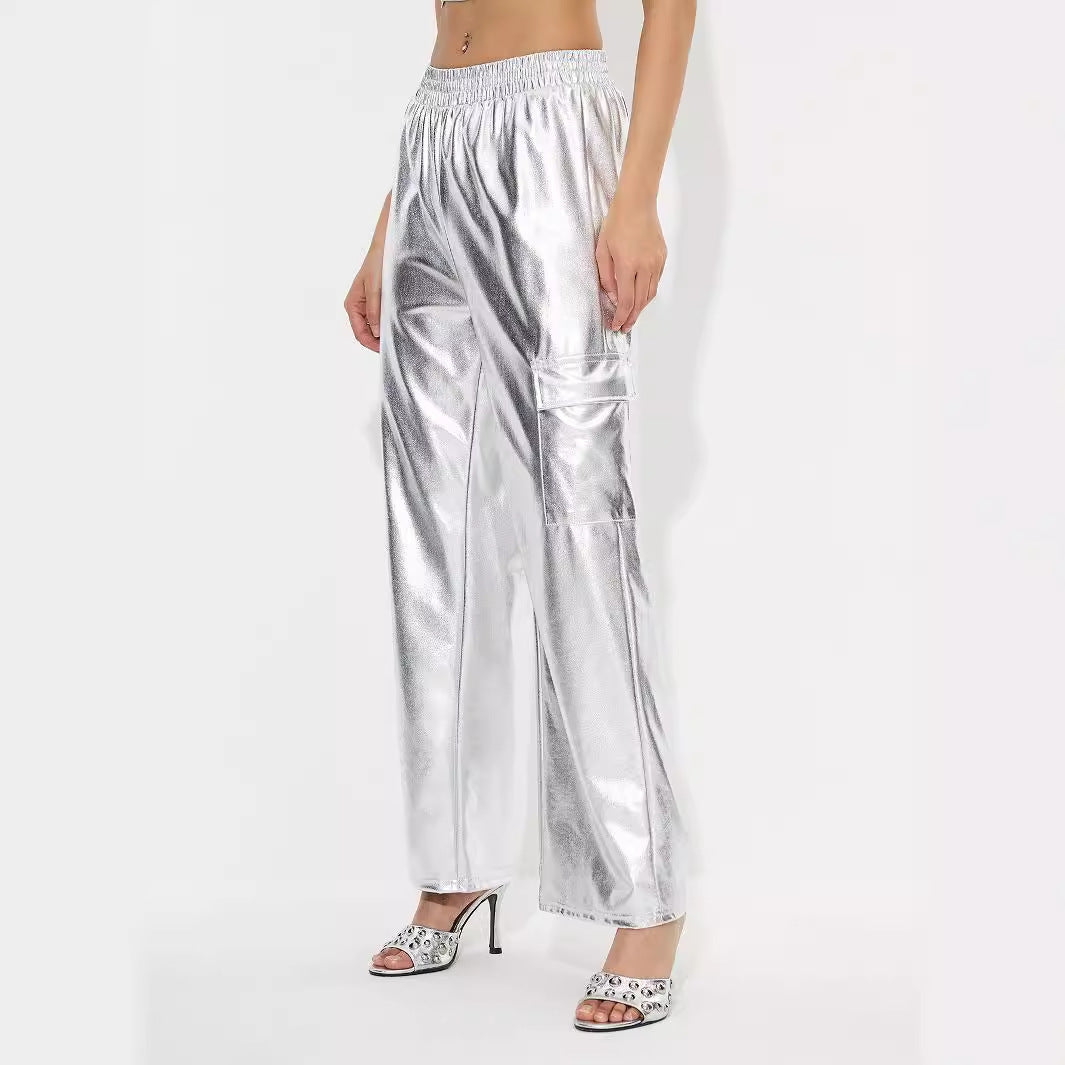 Damerne Cargo-Bukser i Strålende Metallic-Finish