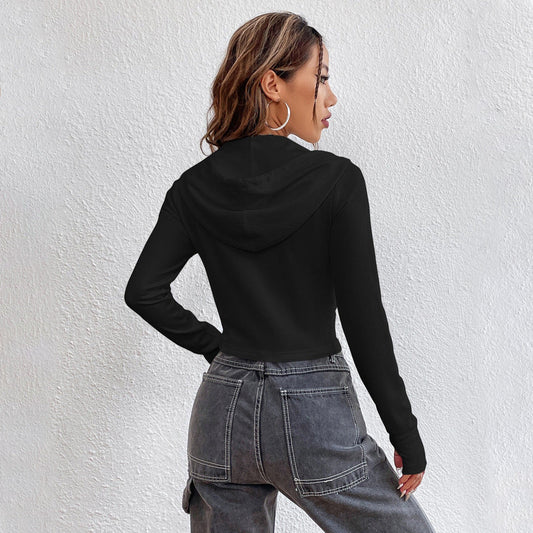Moderne cropped Hoodie med stilfuld hætte og lynlås
