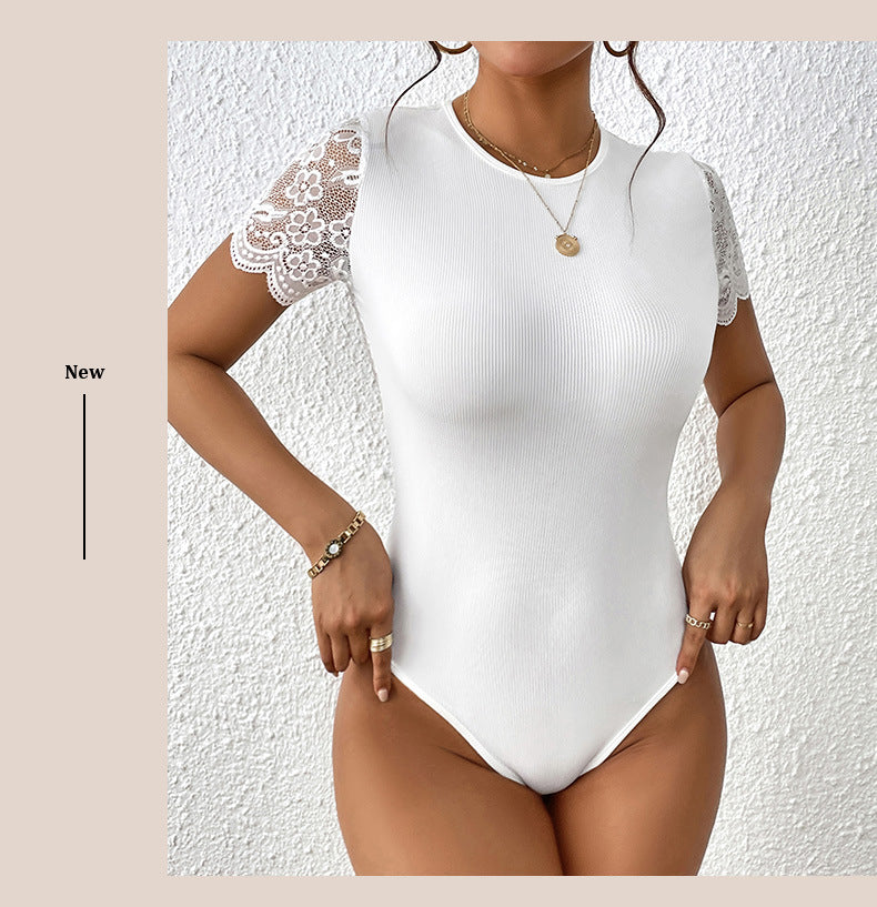Elegant Body med Spidsdesign og Figurtilpasset Silhuet