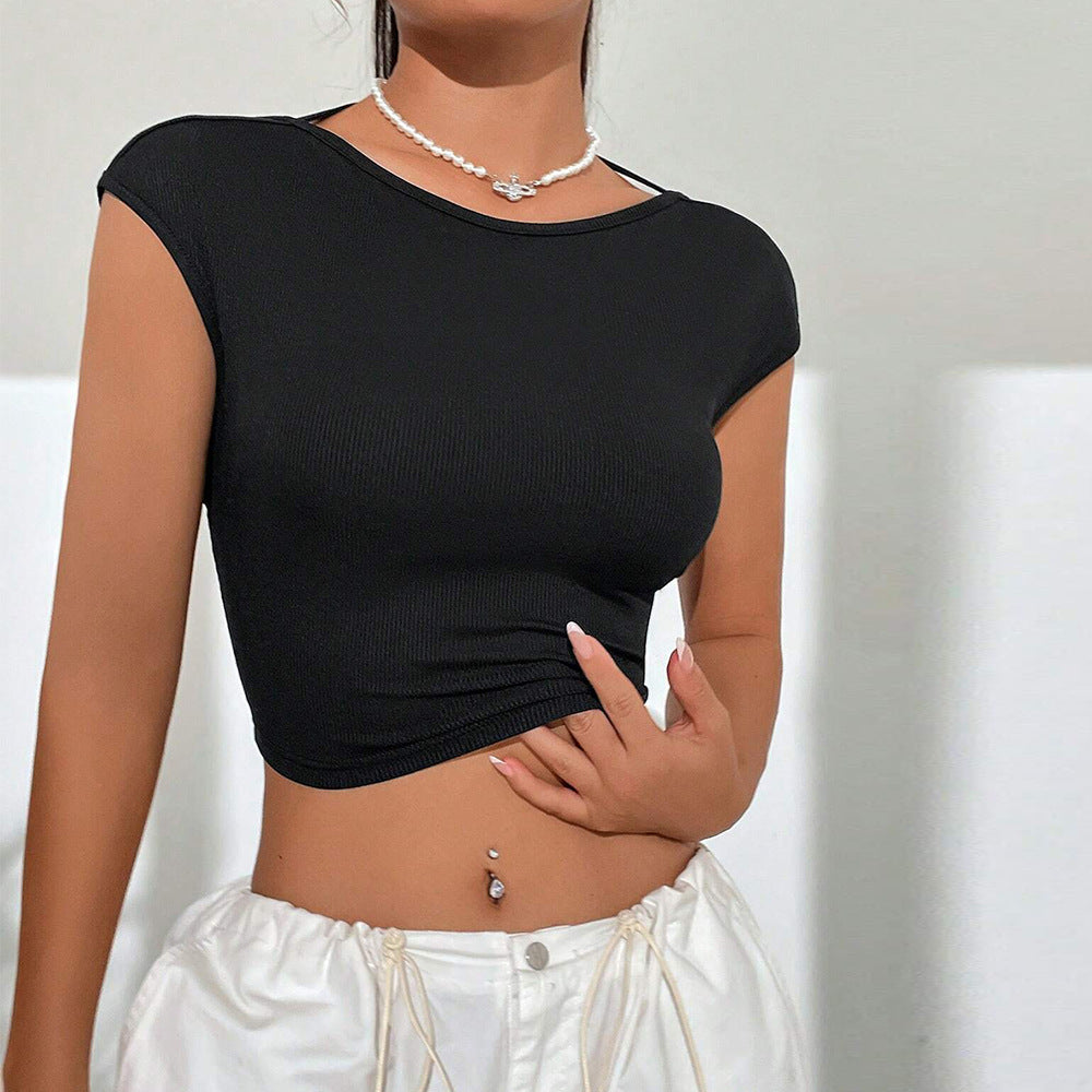 Moderne Cropped T-Shirt til Kvinder med Elegant Struktur