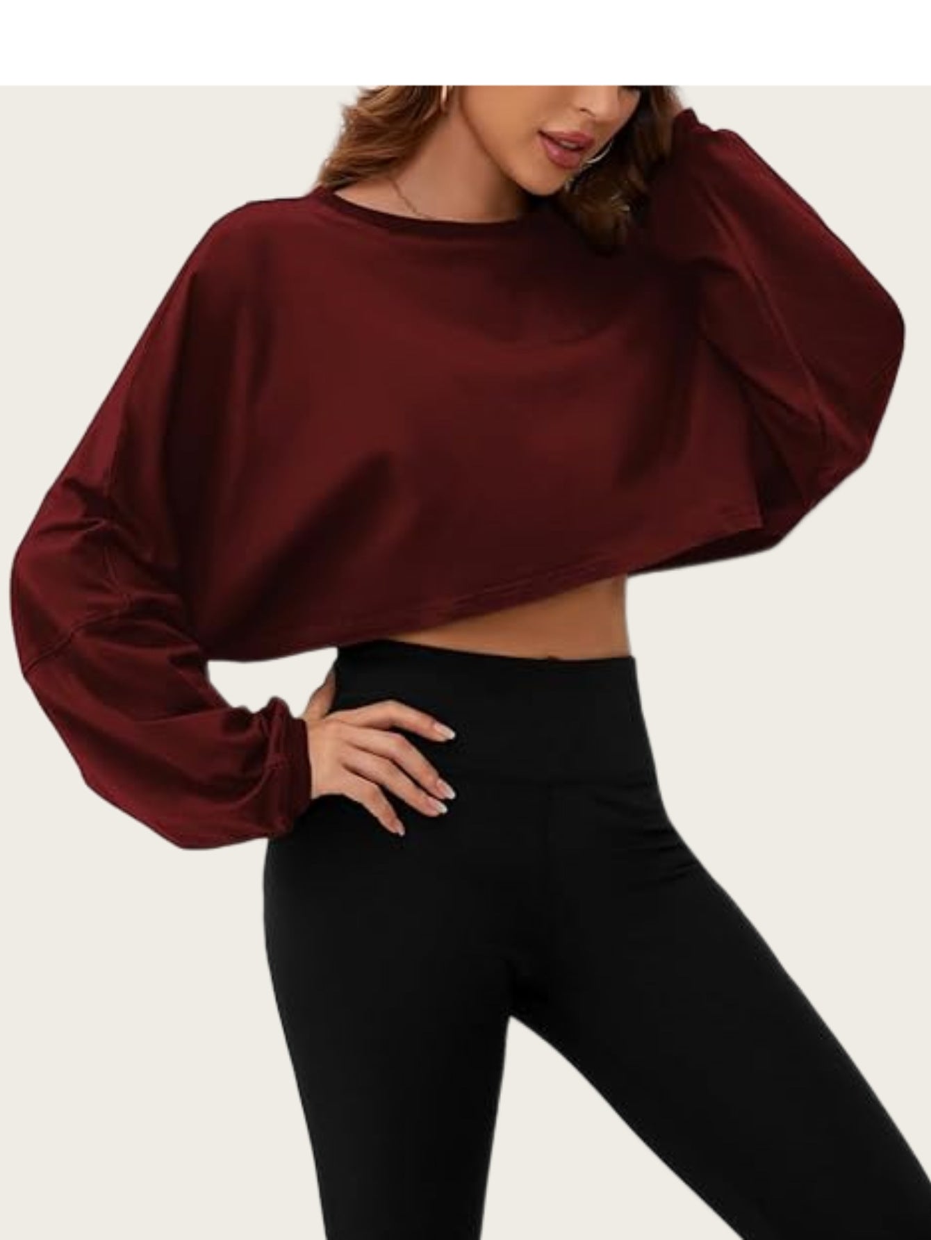 Moderne cropped Sweatshirt med voluminøse ærmer