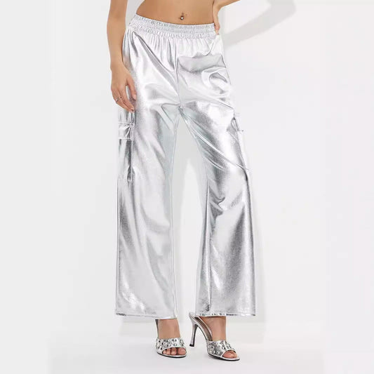 Damerne Cargo-Bukser i Strålende Metallic-Finish
