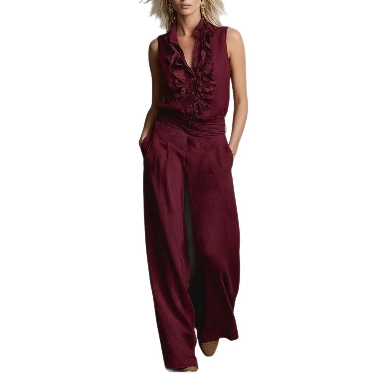 Feminine Bluse med Flatterende Detaljer og Klassisk Krave