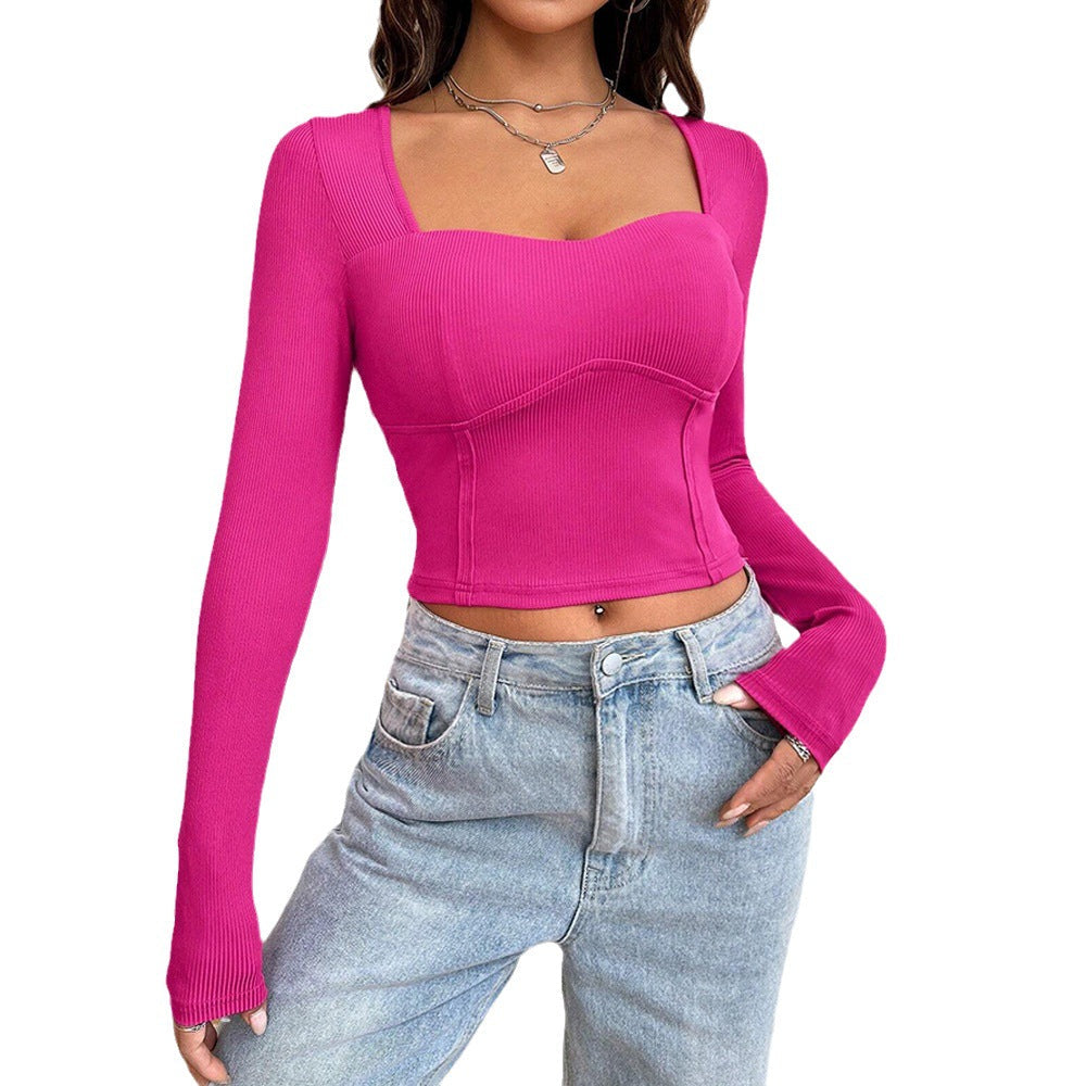 Modern Cropped Långärmad T-shirt med Unik Skärning