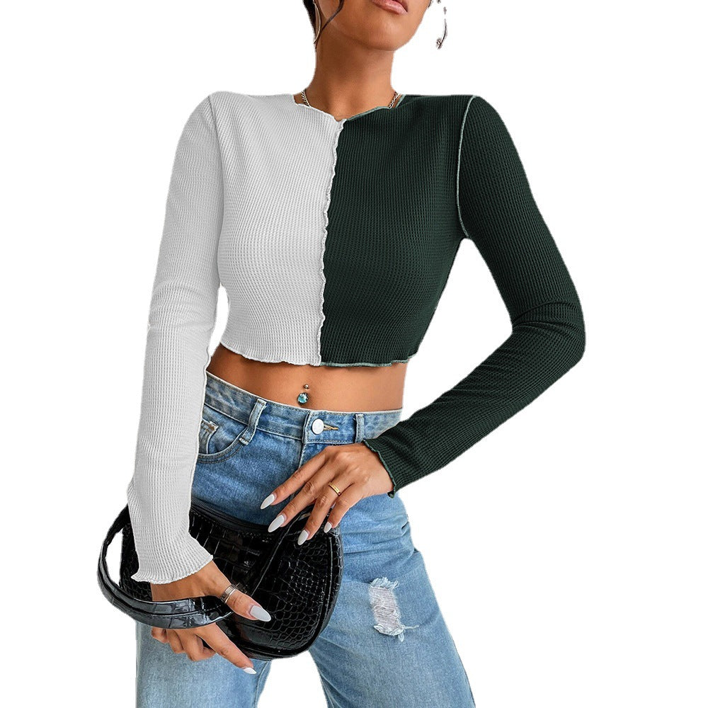 Modern, långärmad croppad damskjorta med unik design