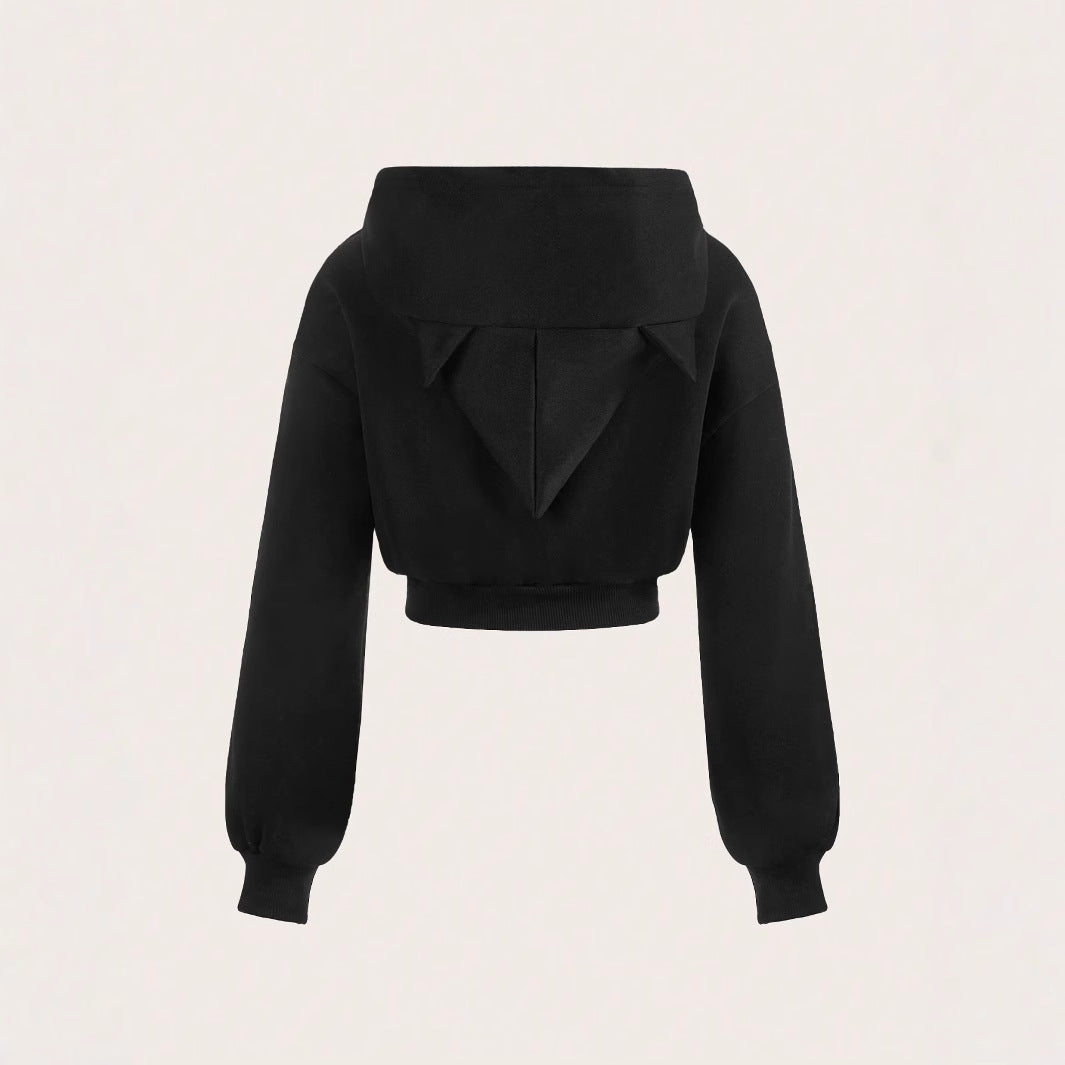 Moderne cropped Sweatshirt med unikke detaljer og rummelige ærmer