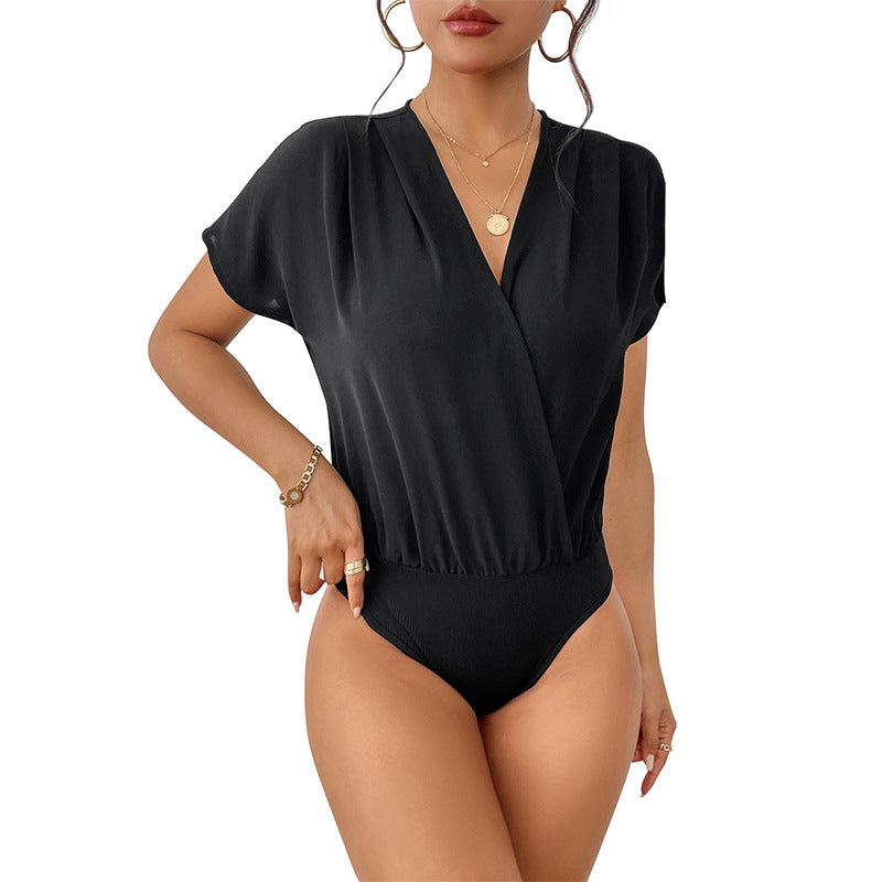Feminin Bodysuit med V-udskæring og fleksibel talje