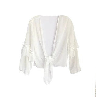 Elegant chiffonbluse med voluminøse detaljer