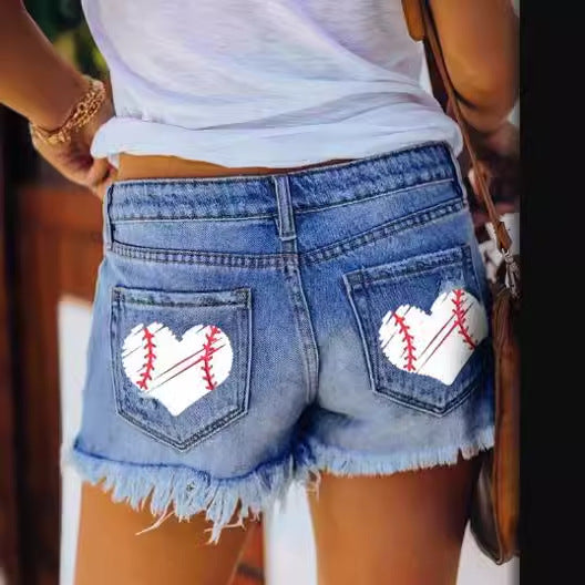 Stilfulde Denim-Shorts med frynser og trendy slidte detaljer