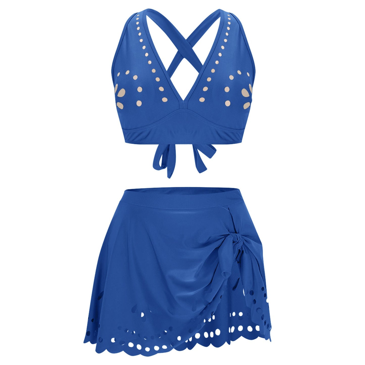 Stilrent Bade-Set med Skirt och Korsade Remmar