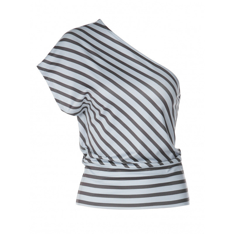 Asymmetrisk Randig Wrap Top för Kvinnor