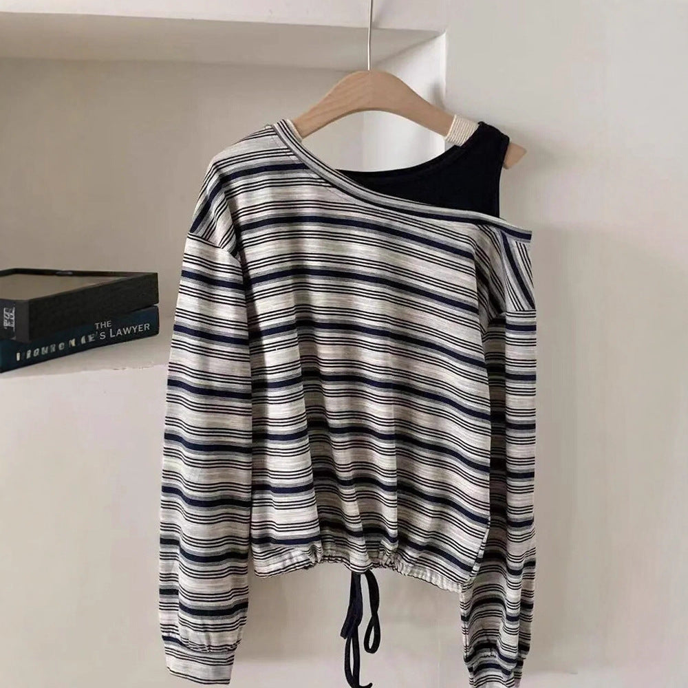 Elegant Langærmet T-shirt med Udsat Skulder