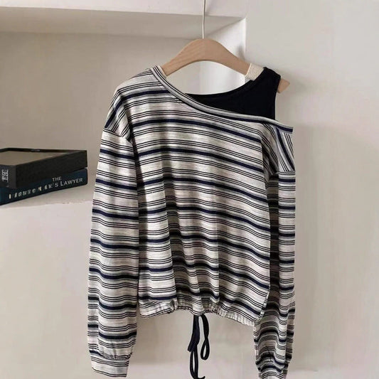 Elegant Langærmet T-shirt med Udsat Skulder