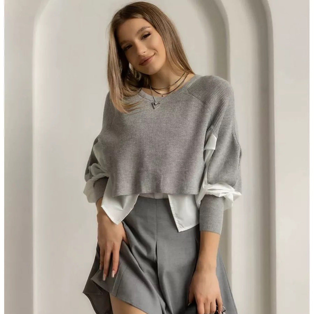 Stilfuld cropped pullover med unik lag-på-lag effekt