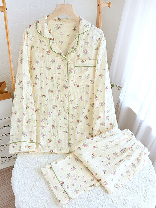 Elegant Dame Pyjamasæt med Blomsterprint og Komfort