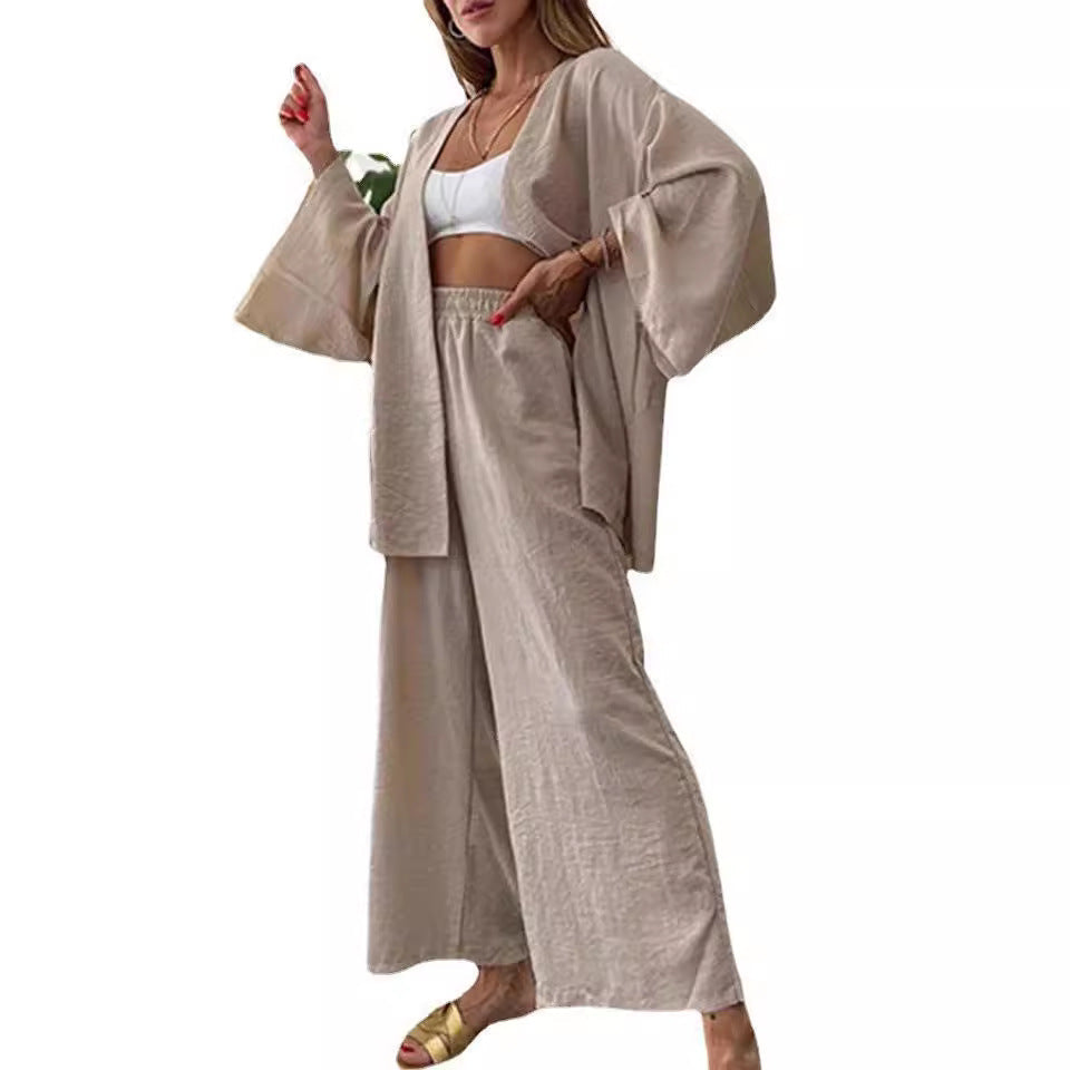 Elegant loungeset för kvinnor med mjuka ärmar och flexibel midja