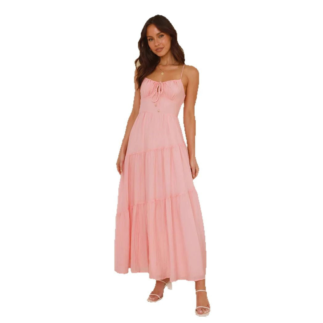 Elegant Boho-Maxikjole med Justerbare Stropper og Flot Skørt