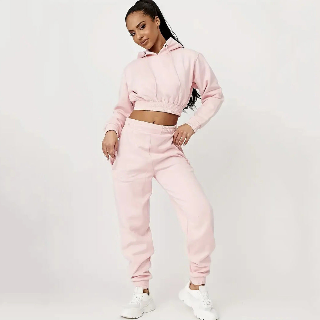 Moderne cropped Sweat-set til kvinder med justerbar talje