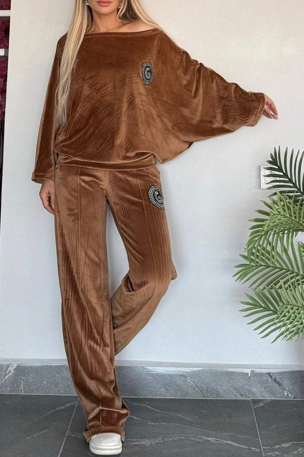 Elegant Loungewear-Sæt i Blødt Velour til Kvinder