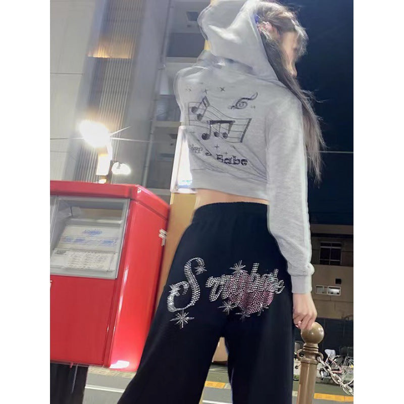 Kreativ Cropped Hoodie med Musikmotiv